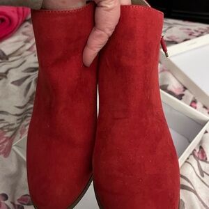 Style & Co Red Suede Pointed Toe Booties